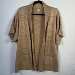 Chico's Womens Brown Knit Open Cardigan size 2 Boho Winter Warm Gorpcore